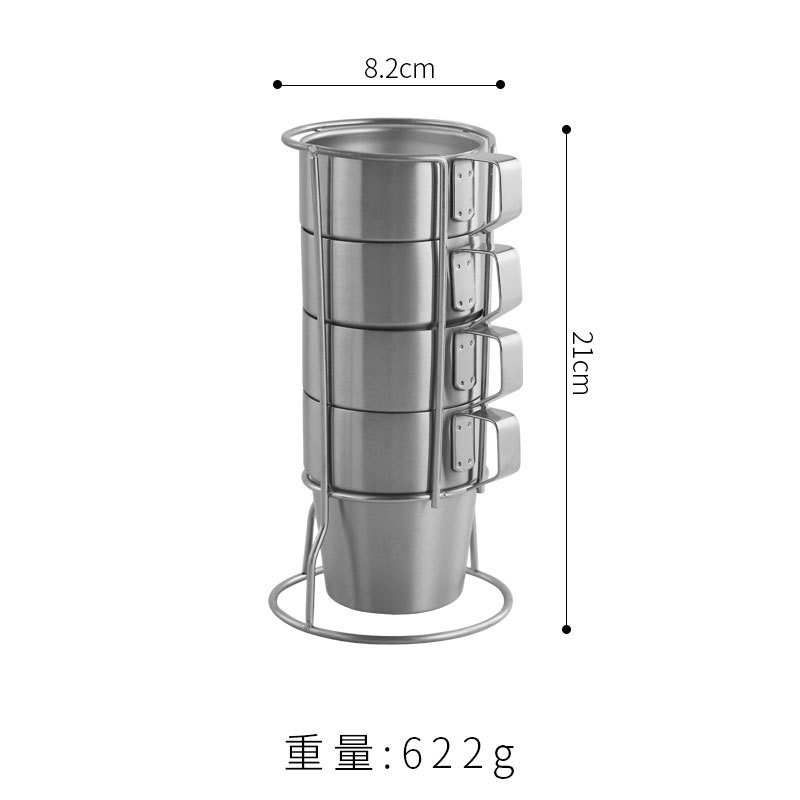 Porte-gobelet pour quatre tasses de 300 ml (argent)
