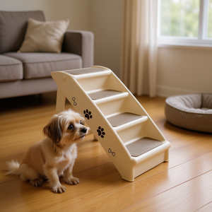 Rampa Plegable para Perros, Escaleras de Plástico de 4 Peldaños, Artículos para Mascotas de Interior para Animales Pequeños - Product Image 2