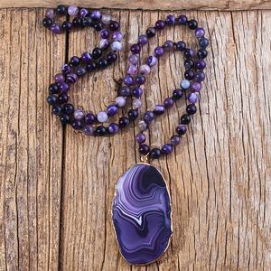 Joyería personalizada para mujer, piedra marina, tira de ágata de bambú, collar de piedra de ágata, collar con Colgante de Piedra de gota de ágata grande Irregular - Product Image 5