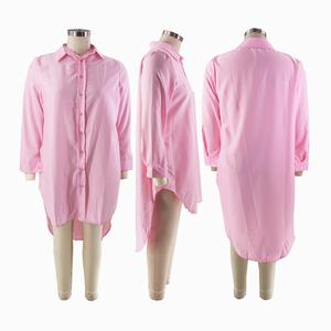 新入荷 ロング丈 シングルブレスト ルーズドレス レディース プラスサイズ レディースブラウス＆シャツ - Product Image 2