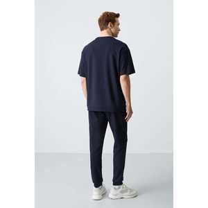 Ensemble de survêtement pour homme bleu marine en coton, coupe ample, décontracté, respirant, pour adulte - Product Image 1