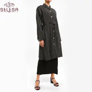 Conjuntos De Mujeres Con Logo Personal izado Tops Muslim Abaya Frauen drucken Blumen ärmel Islamic Eid Casual Long Dress