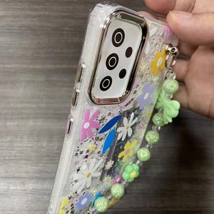 Funda de Teléfono TPU con Diseño Floral para TECNO Spark <span class=keywords><strong>Go</strong></span> 2 POVA7, Funda de Teléfono con Brillantina y Cadena de Flores para Samsung A32 A15 S26 - Product Image 4