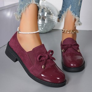 2025 estilo británico Slip-on Low Tobillo Flats <span class=keywords><strong>Mujer</strong></span> Otoño Talla grande Lazos <span class=keywords><strong>Mocasines</strong></span> de tacón grueso 43 - Product Image 2