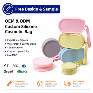 Pochette de maquillage en silicone avec logo personnalisé, étanche, pour voyage, trousse de toilette portable avec fermeture éclair, organiseur pour femmes, fabrication OEM ODM - Product Image 1