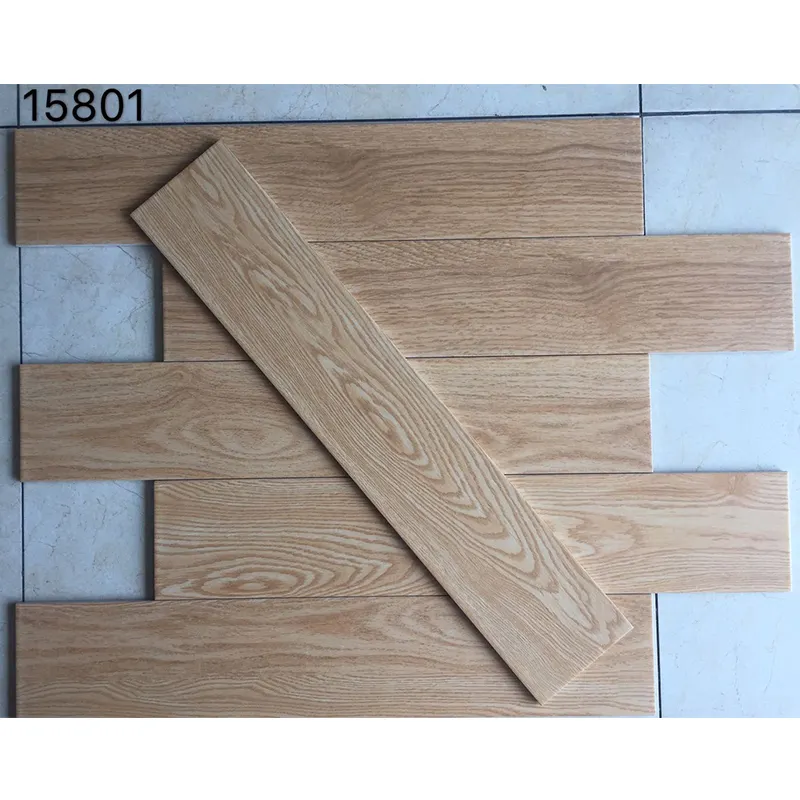 Mosaik Seni Kayu Banyak Warna Keramik Pedesaan Tampilan Kayu Matte 150X800Mm Ubin Lantai Kayu