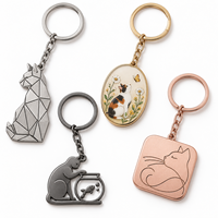 Porte-clés en métal personnalisé avec breloque chat géométrique en cristal sur mesure, logo personnalisé, vente en gros, fournisseur, fabricant