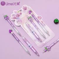 Ensemble de stylos gel effaçables en plastique Umei Grape Juice Design, encre bleue, écriture fluide, sans saut de trait, pour usage quotidien des étudiants, outil fiable