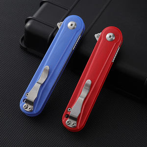 Cuchillo de bolsillo Azul Rojo D2 acero CNC cuchillo plegable duradero Acero inoxidable al carbono peso ligero para caza al aire libre uso táctico - Product Image 5