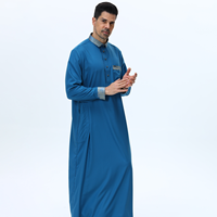 Arabische islamische Baumwoll stoff Kleidung für Männer Lässig Jalabiya Kurta Pyjama Design Shirt Kragen Muslim Metal Button Inspiriert Katar