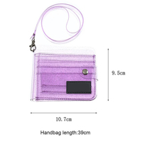 Tas Gantung Lipat PVC Transparan Gaya Korea Dompet Glitter Jelas Dompet Tempat Kartu ID Perempuan