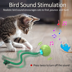 Bola Kucing Interaktif Otomatis Bergerak Sendiri dengan Suara Burung, Elektrik, Pintar, Dapat Diisi Ulang, Dilengkapi Tali - Product Image 5