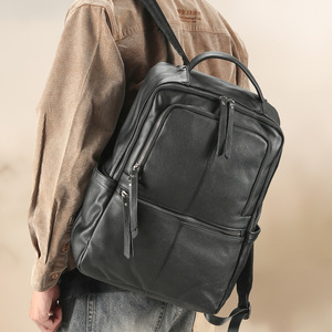 <span class=keywords><strong>Sac</strong></span> à <span class=keywords><strong>dos</strong></span> pour ordinateur portable en <span class=keywords><strong>cuir</strong></span> véritable vintage pour <span class=keywords><strong>homme</strong></span> DUJIANG, avec bandoulière arquée et fermeture à glissière - Product Image 3