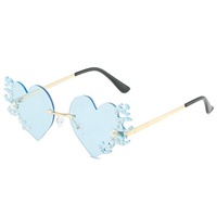 Lunettes de soleil en forme de cœur, unisexe, verres solaires en métal avec diamant, à faire soi-même, populaire, 2022