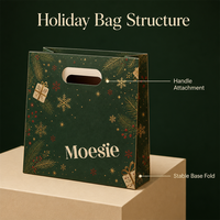 Sac cadeau de Noël vert pin profond, sac de courses en papier avec poignée ovale découpée, imprimé doré de Noël pour vêtements et chaussures, vente en gros