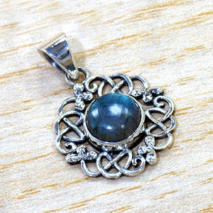 เครื่องประดับอัญมณีลาบราดอไรต์งานทำด้วยมือมาใหม่925จี้เงินสเตอร์ลิงอัญมณีลาบราดอร์ธรรมชาติ - Product Image 1