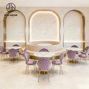 Table ronde en marbre pour café, ensemble table et chaises pour <span class=keywords><strong>restaurant</strong></span>, mobilier de restauration avec banquette - Product Image 1
