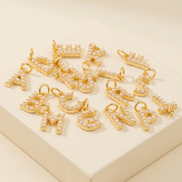 Nouveaux breloques en laiton plaqué or 14 carats avec initiales A-Z et perles incrustées, accessoires de fabrication de bijoux pour colliers et bracelets