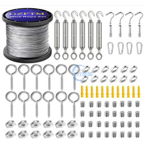 Stainless Steel Wire Rope Kit 165 Ft Vinyl Coated With <b>Hooks</b> And Hardware For <b>Car</b> Roof Rack Installation - Product Image 5