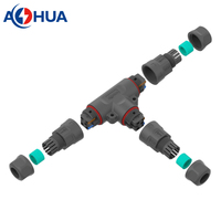 Connecteur rapide étanche IP68 de type T à 3 voies, 3 broches, à montage rapide, PA66 AOHUA, 1,5/2,5 mm, pour extérieur, répartiteur de courant