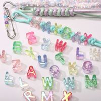 Perles de lettres transparentes en acrylique Ice Clear, kit de pendentifs à grand trou pour chaîne de téléphone portable