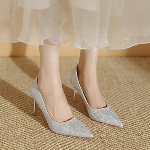 IStapromo Chaussures de Mariée Tendance à Talons Hauts, Bout Pointu, à Enfiler, Talons en Plastique, Escarpins à Cristaux pour Mariage - Product Image 4