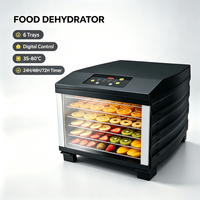 Déshydrateur alimentaire numérique à 6 plateaux, plage de température 35-80°C, design écologique, fonctionnement silencieux, utilisation facile pour la maison et le commerce