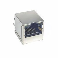 Prise verticale à branchement direct à 180 degrés, transformateur Ethernet intégré 100M, connecteur réseau RJ45, LED verte/jaune, placage or