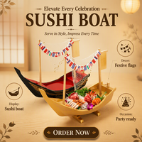 Plateau de service décoratif japonais en plastique pour sushis et sashimis Funamori, idéal pour les réceptions et la présentation en restauration