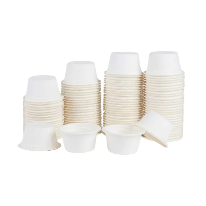 Bagasse Biodegradable Disposable Sugarcane Fiber Souffle Cups Compostable for Condiments Small Portion Non Plastic Sauce Cup
