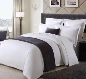 Wholesale luxury white hotel 600TC Bed Linen Bedding Set