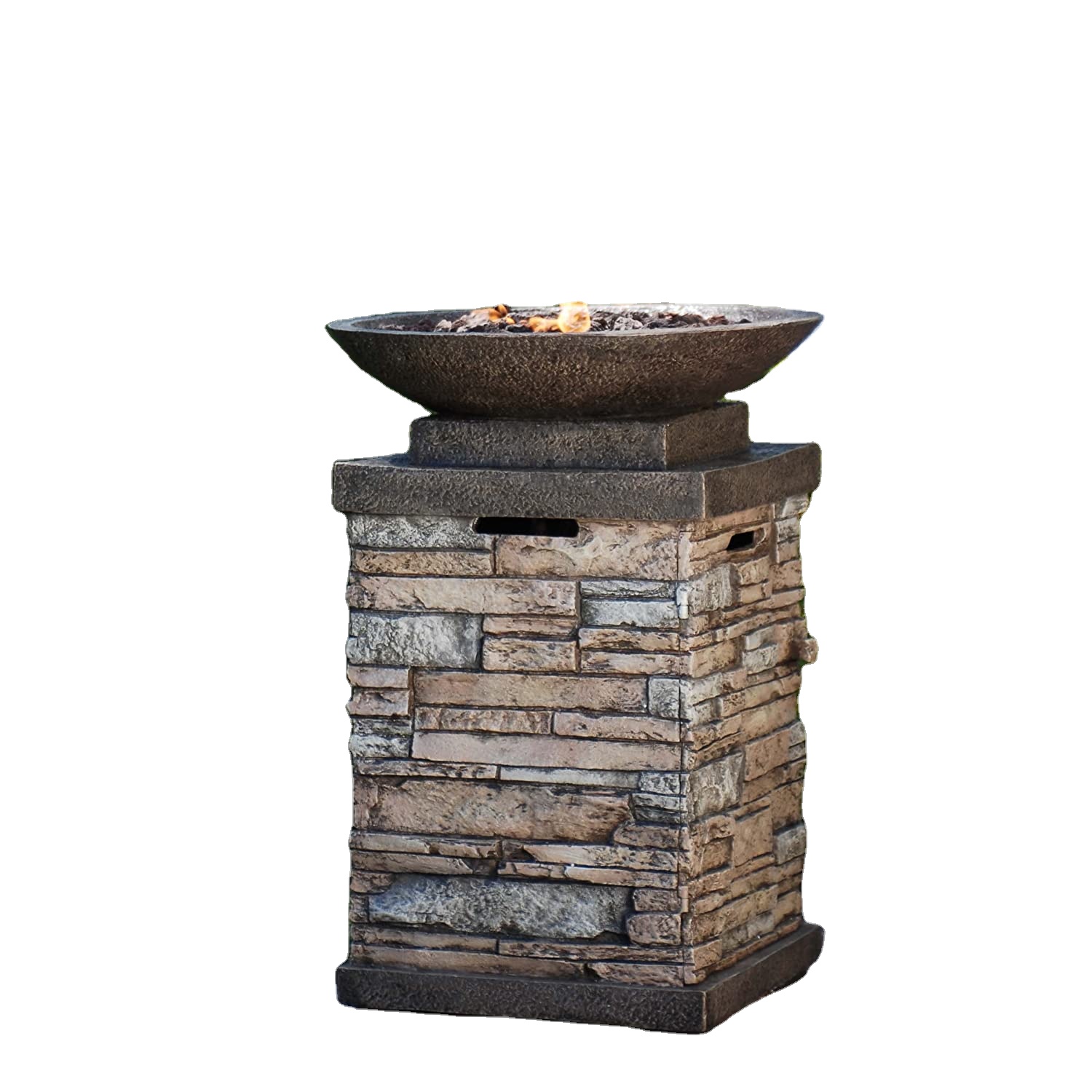 Standing outdoor gas stove stone heating fireplace fire pits