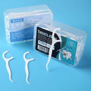 Hilo Dental con Palillo, 50 Unidades, Forma de Media Luna, Herramienta Portátil para Limpieza Dental - Product Image 1