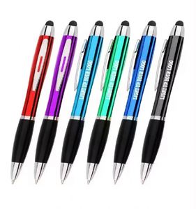 <b>LED</b> Light up Logo 2-in- Stylus Click Pens Illuminated Custom Logo Touch Screen Metal Promotional Pens With Anti-Slip Rubber Grip - Product Image 1
