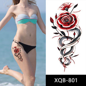 Tatuajes temporales impermeables de medio brazo colorido rojo azul púrpura naranja mariposa Bianan flor dragón para hombres y mujeres - Product Image 2