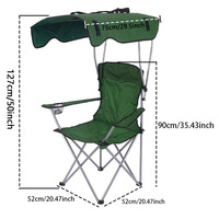 Chaise pliante d'extérieur transfrontalière avec protection solaire, chaise de pêche portable, chaise de loisirs à double usage avec dossier, chaise de plafond