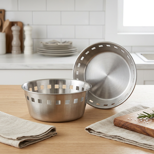 Stainless Steel Storage <b>Basket</b> Bowl with Perforated Design for Kitchen Organization - Product Image 4