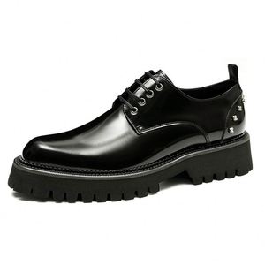 Zapatos Formales de Negocios para Hombre con Cordones - Suela de Goma Gruesa Antideslizante, Transpirables, Diseño de Parches, Casuales, Ideales para Bodas - Product Image 2