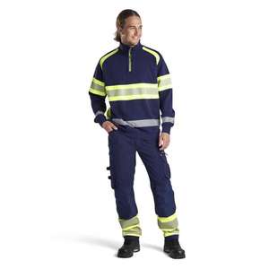BLAKLADER - 119316428933D108 Pantalon extensible dans les 4 sens sans poches à clous Bleu marine/jaune HI-VIS WORKWEAR - Product Image 3