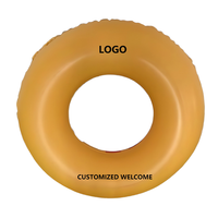 Bouée gonflable personnalisée en PVC jaune de 94 cm - Tube flottant pour piscine avec logo imprimé pour fête d'été adulte