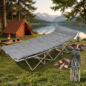 Wholesale High Quality Steel Modern Comfort Padded Foldable Single Bed Folding Camping <strong>Cot</strong> Removable <strong>Mattress</strong> <strong>for</strong> Beach Use - Product Image 4