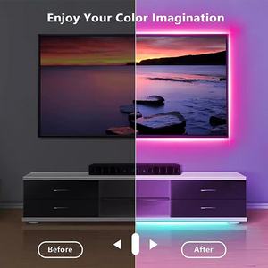 Bande lumineuse LED 5V 5050 RGB 12/30/60 LED/m avec télécommande sans fil 44 touches pour la décoration de paysages, résidences et chambres - Product Image 2