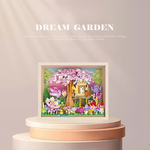 Ensemble de construction de cadre <span class=keywords><strong>photo</strong></span> en blocs, thème Maison dans les arbres à fleurs de cerisier et Bouquet de roses romantiques, avec cadre d'art 3D et lumières, Vente en gros - Product Image 3