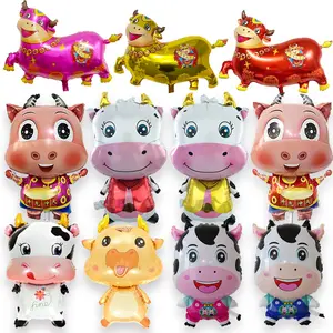 Toptan yeni hayvan alüminyum folyo balon dekorasyon inek boynuz inek karikatür balon oyuncak