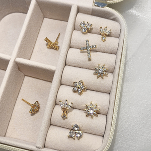 Factory Price <b>Cute</b> Trendy 18K Gold Plated Tiny Stud <b>Earrings</b> for Women - Product Image 4