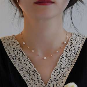 Collier de perles d'eau douce élégant Zhuji Pearl, plaqué or 14 carats, multifonctionnel, réglable, design ciel étoilé, tendance INS - Product Image 2