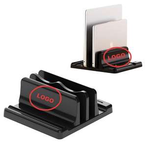 Soporte vertical para ordenador portátil <span class=keywords><strong>4</strong></span> en 1 con logotipo personalizado, soporte de base para ordenador portátil de escritorio para MacBook <span class=keywords><strong>Surface</strong></span>, soporte de plástico para ordenador portátil Dell con dos ranuras - Product Image 1