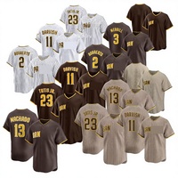 2026 Vente en gros Maillot de football cousu pour hommes San Diego 23 # Tatis Jr. 13 # Machado 11 # Darvish 2 # Bogaerts 3 # Maillot de baseball américain Merrill