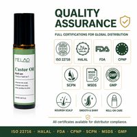 Huile de ricin roll-on pour massage du cuir chevelu, sérum nourrissant pour cheveux, applicateur à bille, fabriqué en Chine, options de logo personnalisé, vente en gros