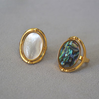Bague rotative en plaqué or 18 carats double face pour femme